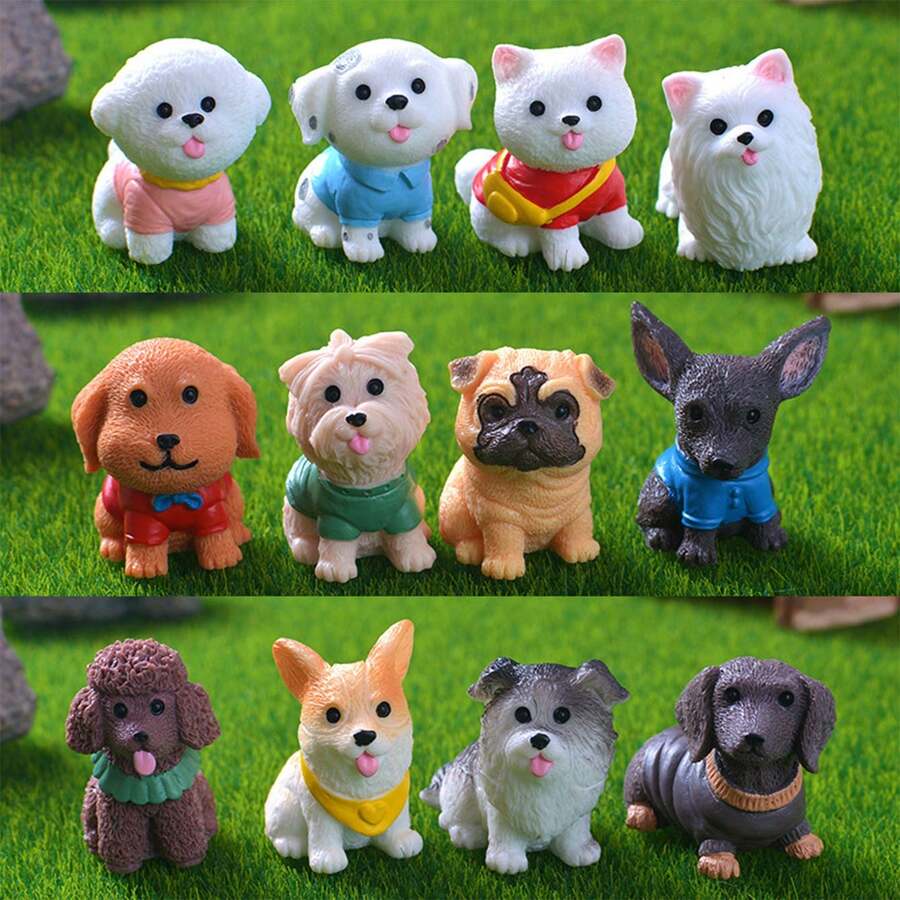 1pc Cute Cartoon Dog Realistic Colorful Dog Miniature Landscape Gardening Decor, Samoyed DIY Accessory, Dollhouse Ornament