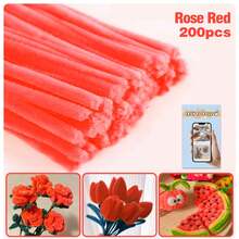 100/200pcs Bulk DIY Chenille Stem/Pipe Cleaner, Comes With Tutorial Video, 62 Colors Fluffy Chenille Craft Supplies For Handmade, Crafts, Art Decoration, Pom Poms