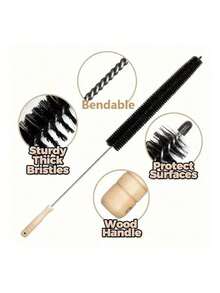 1 Piece Of Washer & Dryer Vent Cleaning Brush With A Long Flexible Rod And Spiral Bristles - Collect Dust, Remove Detergent Residue, Prevent Blockage, Maintain Equipment Efficiency, Washing Machine Cleaning Tool, Tidy Up The Lint Trap, Ergonomic Handle Design, Sturdy Handle Structure - màu đen - Xem 4