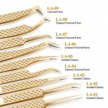 1pc Lashtalk Precision Fiber Tip Tweezers, Suitable For Eyelash Extension, Diamond Texture Non-Slip High-Grade Stainless Steel Material, From Nagaraku Cosmetics - Gold - View 8