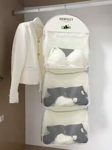 1 pieza Organizador de armario colgante de múltiples capas, estantería de almacenamiento colgante multifuncional diseñada para calcetines y ropa interior - Viene con bolsillos de malla de almacenamiento separados, estantería de armario montada en la pared, adecuada para el dormitorio - Multicolor - Ver 4