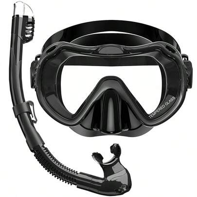 Snorkel Set Adults Snorkeling Gear Panoramic View Swim Mask Dry Top Snorkel Kit With Carry Bag For Snorkeling Diving Swimming Travel