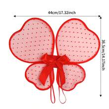 Butterfly Wing For Kids Dot Print Bow Decor Fairy Wing For Valentine's Day Party Costume Cosplay Accessories - Red - View 5