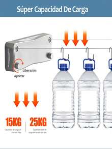 Tendedero retráctil de 5,2 metros, diseño de doble línea, perchero de pared para balcón sin taladros, adecuado para dormitorios, baños, balcones, jardines, etc. - Blanco - Ver 5