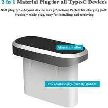 4个装 USB C 金属防尘塞 + 清洁刷套装 通用防尘端口盖 适用于小米智能手机和苹果所有 Type-C 手机 - 彩色 - 查看 11