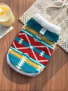 Southwestern Pattern Fluffy Pet Vest With Leash Ring - Soft & Comfortable Small Dog Vest And Cat Clothes, Warm Plush Pet Everyday Wear, Fashionable Indoor/Outdoor Pet Apparel For Small Breeds, Adorable Variety Of Pet Vests, Durable Pet Clothes With Leash Loop, Casual Daily Use Dog And Cat Outfits - Multicolor - View 13