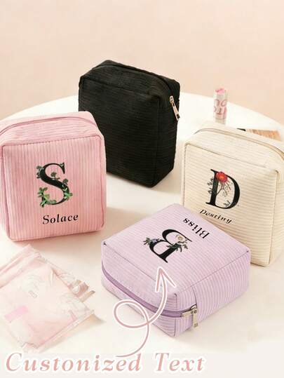 Anpassad mini-sminkväska, liten resesminkväska, organiseringsväska med bindor för kvinnor/flickor, söt mini-påse med dragkedja, lämplig för skolan, jobbet och resor, enkel resesminkväska, bärbar multifunktionell förvaringsväska