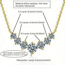 A High-Quality Men's And Women's Pendant Necklace/Choker With A 14K Gold-Plated, 925 Silver, Round Moissanite Seven-Star Design. Fashionable, , Versatile, Simple, Classic, And Elegant With A Unique Touch. Suitable For Everyday Wear, Birthdays, Anniversaries, Valentine's Day, Mother's Day, St. Patrick's Day, Easter, And New Year's Gifts. - Gold - View 11