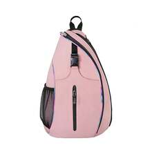 حقيبة تخزين لمضرب التنس مقاومة للماء مع جيوب لزجاجة المياه والكرات، متينة، خياطة معززة، تصميم أحادي اللون بسيط، قماش أكسفورد مقاوم للتمزق، مناسبة لمضارب التنس القياسية والبيكلبول والريشة الطائرة، للجنسين، لتدريب التنس والمباريات والرياضات الخارجية والرياضات الجماعية والتنقل اليومي، حقيبة كتف، حقيبة البيكلبول