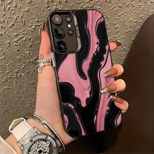 Estuche para teléfono con remolino de mármol rosa y negro Compatible con estuches para teléfonos   17  16 Pro Max  15 Pro Max  13 y  12 Hecho de material TPU a prueba de caídas, resistente al desgaste y cómodo de sostener Un gran regalo para familiares, amigos, seres queridos, novios / novias y para Navidad - Negro - Ver 1