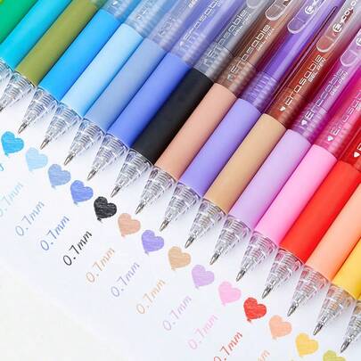 12/24/36pcs 0.7mm Colorful Retractable Quick-Drying Neutral Pen Large Capacity Erasable Gel Pens