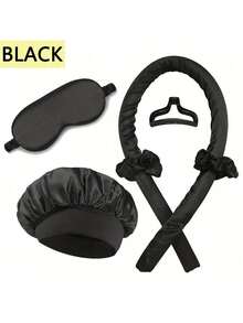 6 piezas de varillas para rizar el cabello sin calentamiento, herramienta de rizado de cabello fresco y suave, gorro de baño y máscara para los ojos - Multicolor - Ver 5