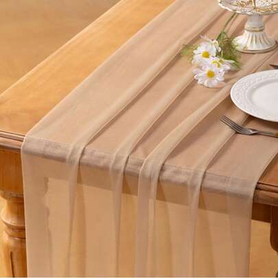 1pc Sheer Chiffon Table Runner, 120 Inch Long Bohemian Style, Suitable For Bridal Shower, Baby Shower Decoration