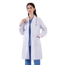 Long Sleeve Turndown Collar Multi-Pocket White Lab Coat, /Beauty Salon Scrub Nurse Uniform, Cosplay Jacket - White - View 4