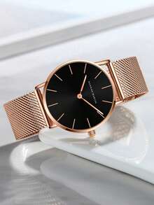 1pc Minimalist Ladies Quartz Wrist Watch, Japanese Movement, Ultra-Thin Dial, Fashionable And Luxurious, Suitable For Casual, Holiday, Date, Party, Gift, Saudi National Day - Multicolor - View 6