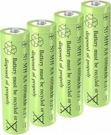 1.2V Ni-Mh AA 600mAh Rechargeable Batteries For Outdoor Solar Garden Lights (4 Pack) - Gói 4 - Xem 2