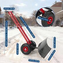 Heavy Duty Metal Snow Shovel With Wheels – 7-Position Angled & Height Adjustable Ergonomic Handle – Rolling Snow Pusher For Driveway, Sidewalk, Doorway, Pavement – Efficient Snow Removal Tool - 29W X 14H Red and Black - View 2