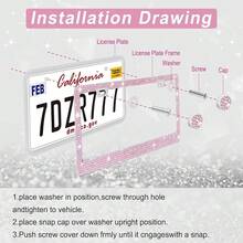 [Free Shipping]Bling License Plate Frame For Women, 1Pack Rhinestone Handcrafted Crystal Premium Stainless Steel, Stainless Steel Car Accessories With Diamond Sparkle Glitter Caps (Pink),1pc,Pink - Pink - 查看 6