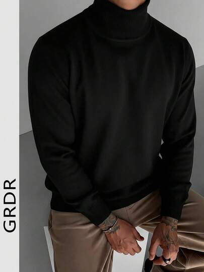 GRDR 男士休闲纯色高领毛衣，秋冬季