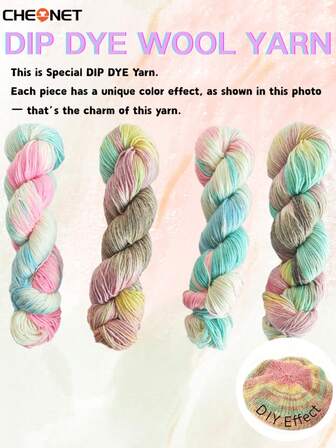 CHEONET Christmas Dip Dye Wool Yarn | 1pc/2pcs/4pcs, 100g/Per | Wool Blend Yarn For Crochet Knitting DIY | Perfect For Christmas Sweaters, Scarves, Hats, Gloves & Festive Crafts