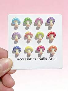 60/30片卡通蘑菇美甲装饰贴纸，彩色波点渐变DIY美甲贴纸，适合女性和女孩 - 彩色 - 查看 4