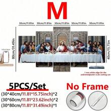 5pcs/Set Religion Vintage Jesus Christ "Last Supper" Canvas Art Print, Religious Wall Decor, Suitable For Bedroom, Living Room, Office, Frameless, Horizontal Layout, Colorful On Canvas, Indoor Use, Classroom Decor | Spiritual Wall Decor | Versatile Placement Art, Inspirational Walls Decorative Posters, Wall Art, Room Decoration Stuff (Frames Optional) - Multicolor - View 8