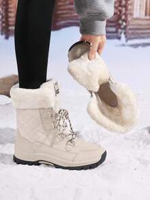 大码高帮防滑加厚保暖女式冬靴 女式保暖冬靴 女式高筒保暖靴 女式中筒靴 女式户外徒步靴 女式加厚保暖运动鞋 女式时尚休闲系带米色雪地靴 女式冬季零下旅行靴 女式滑雪靴 男靴 男女通用旅行靴 男式雪地靴 男式户外运动徒步靴 女式户外毛绒米色雪地靴/皮草靴 - 米色/黑 - 查看 3