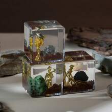 1pc Resin Epoxy Embedded Natural Stone Creative Ornament, Miniature Mining Scene Crystal Craft, Lapis Lazuli Miner, Brass Miner, Amethyst Miner, Ruby & Emerald Miner - Multicolor - View 5