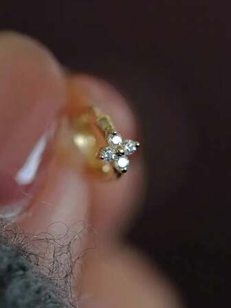 S925 Sterling Silver Four-Leaf Flower Clip-On Earrings, Elegant Rhinestone Decorated, Versatile For Commuting & Daily Wear