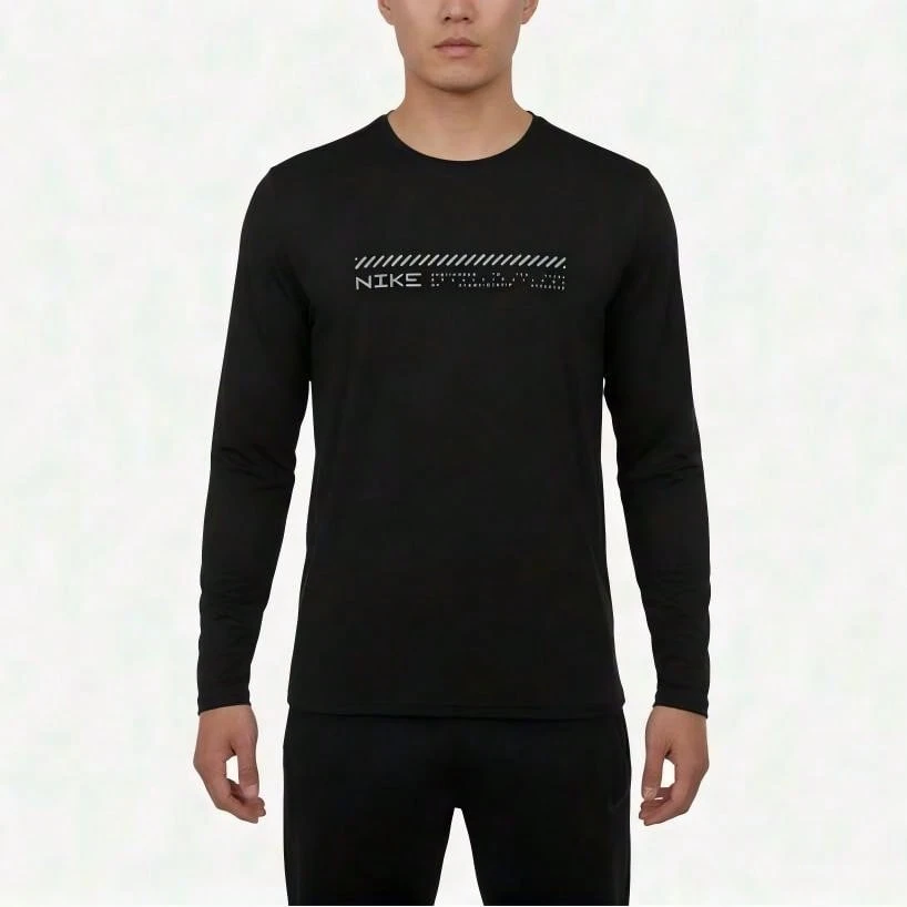 Nike قميص رجالي بأكمام طويلة M NK DF UV MILER WINTERIZED LS، طوق مصنوع من الأقمشة المحبوكة، TIM5967-010 - الأسود - مشاهدة 1