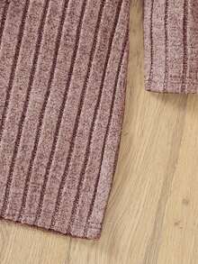 年轻女孩时尚休闲可爱刺绣图案长袖连衣裙 - 藕粉色 - 查看 7