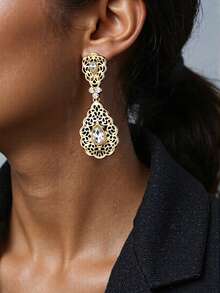 1 Pair Elegant Arabic Style Women's Teardrop Earrings, Moroccan Algerian Traditional Festival Party Jewelry - Hollow Earrings - View 13