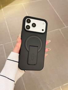 奢华哑光黑磁吸无线充电手机壳，带支架，兼容 17/16/15/14/13/12/11 Pro Max Plus，金属摄像头环，防震软边框硬质后盖