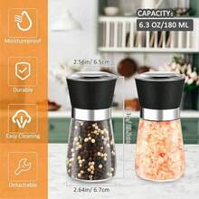 1pcs/Set Seasoning Bottle Set, Includes Salt & Pepper Shaker, Spice Grinder With Holder Airtight Spice Jars, Functional Kitchen Accessories - Multicolor - View 6