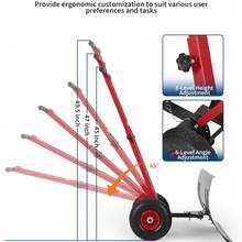 Heavy Duty Metal Snow Shovel With Wheels – 7-Position Angled & Height Adjustable Ergonomic Handle – Rolling Snow Pusher For Driveway, Sidewalk, Doorway, Pavement – Efficient Snow Removal Tool - 29W X 16.5H Red and Black - View 5