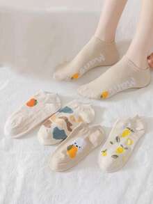 5 par skarpetek do kostki z mieszanki bawełny w kamuflażu, oddychające, słodkie, krótkie skarpetki damskie w stylu japońskim, wiosna/lato - Wielokolorowe - Zobacz 2