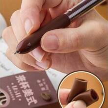 4支装可伸缩笔，可爱咖啡色，带咖啡香味，0.5mm黑色墨水，办公学习用品，男女通用（咖啡色） - 彩色 - 查看 8