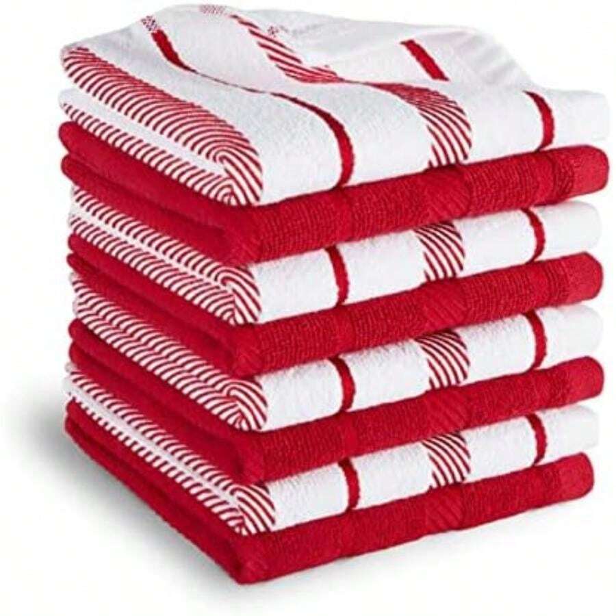 KitchenAid Albany Juego de 8 paños de Cocina, Color Negro Mate/Blanco, 30,5 x 30,5 cm(Rojo pasión Pequeño) - Multicolor - Ver 1