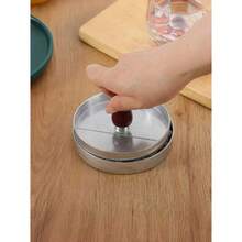 1件套重型金属汉堡肉饼压模器套装 - 银色，DIY汉堡肉饼制作套装，操作简便，经久耐用的带手柄厨房工具