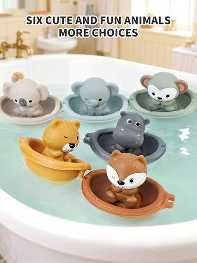 6 st flytande badleksaker, söta vattendjursleksaker, inkluderar 6 båtar och 6-fingriga djurleksaker, roliga spel, stapelbara och skjutbara, mjuka silikondekorationer, badleksaker för baby, badkompisar, vattenleksaker, duschleksaker, poolleksaker, badkarsleksaker, strandleksaker, lämplig för pojkar och flickor, födelsedag, jul, nyårspresenter, även lämplig för jul, thanksgiving, halloweenpresenter