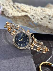 1pc Luxury British Style Quartz Round Dial Watch, Fashionable Ins Wristwatch, Ideal Gift, Year-End Promotion, Online Exclusive
