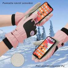 DQST Guantes para Frío Hombre y Mujer, Guantes Termicos, Guantes Impermeables para Nieve, Función de Pantalla Táctil, Antideslizante, Adecuado para Esquiar, Escalar Montañas, Cámping, Motocicletas. - M-Rosa - Ver 4