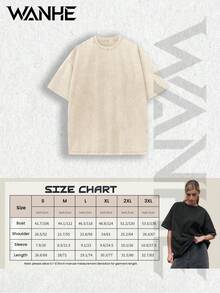 WANHE Unisex 1-Piece Couple Outfit Set - Gifts For Christmas, New Year's Day, New Year 2026, Valentine's Day,Independence Day And Easter-Unisex Solid Color Washed T-Shirt, Casual Streetwear Oversized Basic Tee, Minimalist Design & Skin-Friendly Comfort,  Loose Top For Daily Wear, Men's Apparel - Màu be - Xem 5