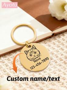 Ayotu Customized Cat Portrait ID Tag - Laser Engraved, Fade-Resistant, Pet Anti-Lost Tag, Customizable Name And Phone Number, Compatible With Custom Cat Collars, Anniversary/Birthday/Christmas Personalized Pet Gift - The Perfect Gift For Your Furry Friend - Multicolor - View 9