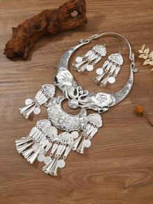 Dây chuyền hình voi châu Phi phong cách punk cổ điển với chuông và tua rua, dây chuyền choker nhiều lớp hình động vật đính đồng xu, phụ kiện cho tiệc tùng và trang phục thường ngày. - Loại bướm - Xem 6