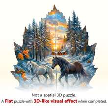 1pc Winter Of The Stallion Wooden Jigsaw Puzzle, Asymmetrical Animal Shaped Wooden Puzzle Toy, Unique Party Game Gift, Decorative Art Puzzle, Tabletop Magic Puzzle, Creative Children's Educational Puzzle, Holiday Gift, Adult Wooden Puzzle, New Year Gift, Back To School Gift, Birthday Gift (2D Puzzle) - Nhiều màu - Xem 7