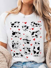 Camiseta con diseño de vaca, divertida, de animales de granja, ideal para amantes de los animales, ideal para amantes de las vacas, vintage. - Blanco - Ver 1