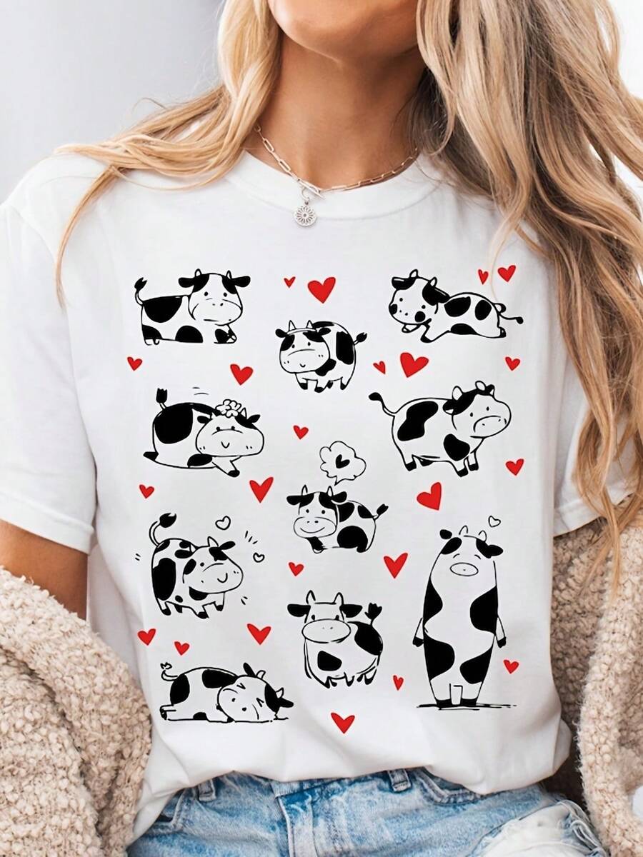 Camiseta con diseño de vaca, divertida, de animales de granja, ideal para amantes de los animales, ideal para amantes de las vacas, vintage. - Blanco - Ver 1