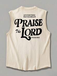 男士休闲百搭英文标语印花背心，夏季款