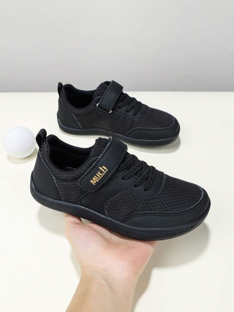 1 Pair Kids' Barefoot Shoes, Wide Toe Box, Suitable For All Seasons Outdoor Walking, Comfortable Soft Bottom Flat Black Student Shoes For Boys And Girls - Black - View 1